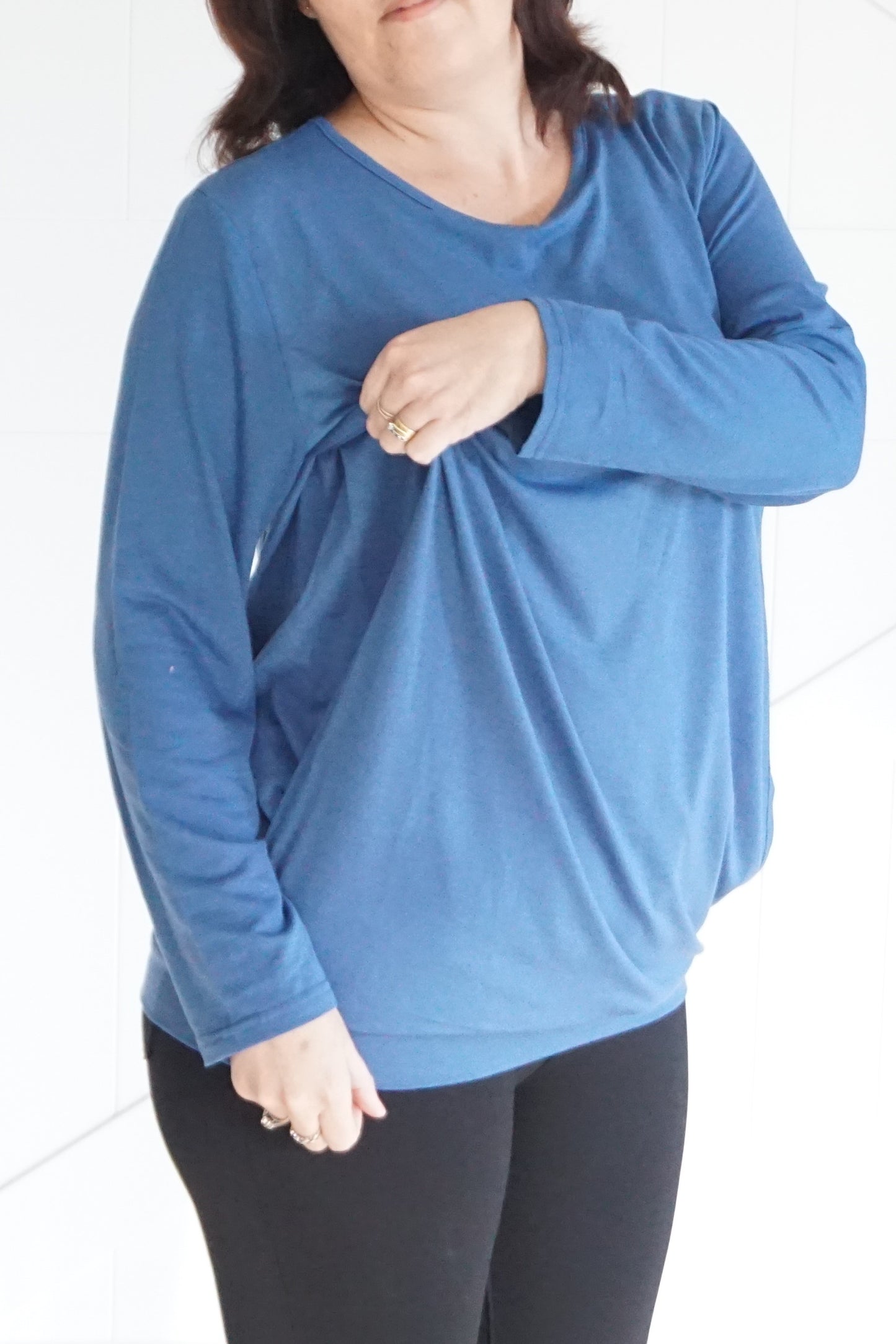 Bianca Maternity & Breastfeeding Long Sleeved Top - Blue