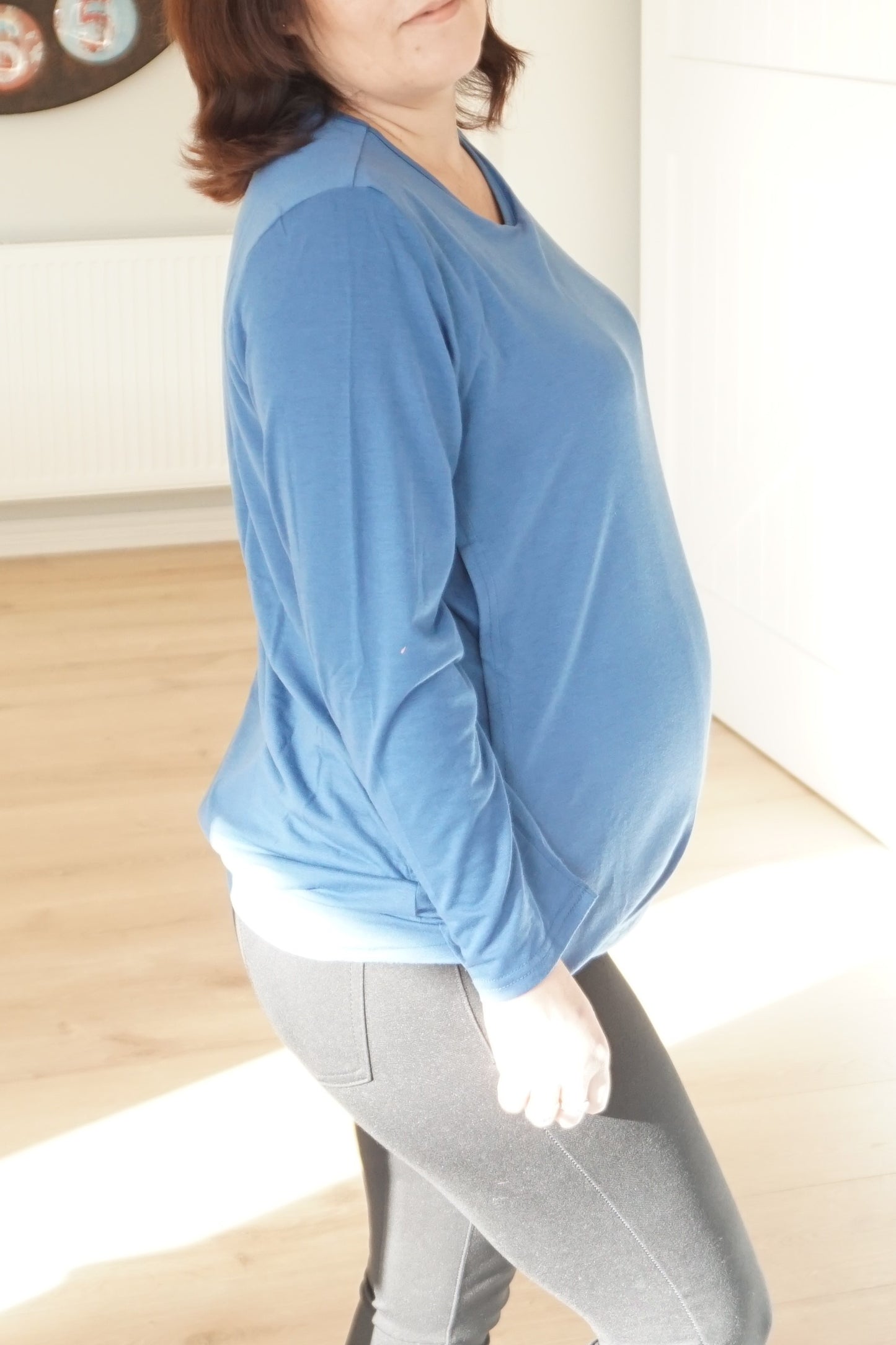 Bianca Maternity & Breastfeeding Long Sleeved Top - Blue