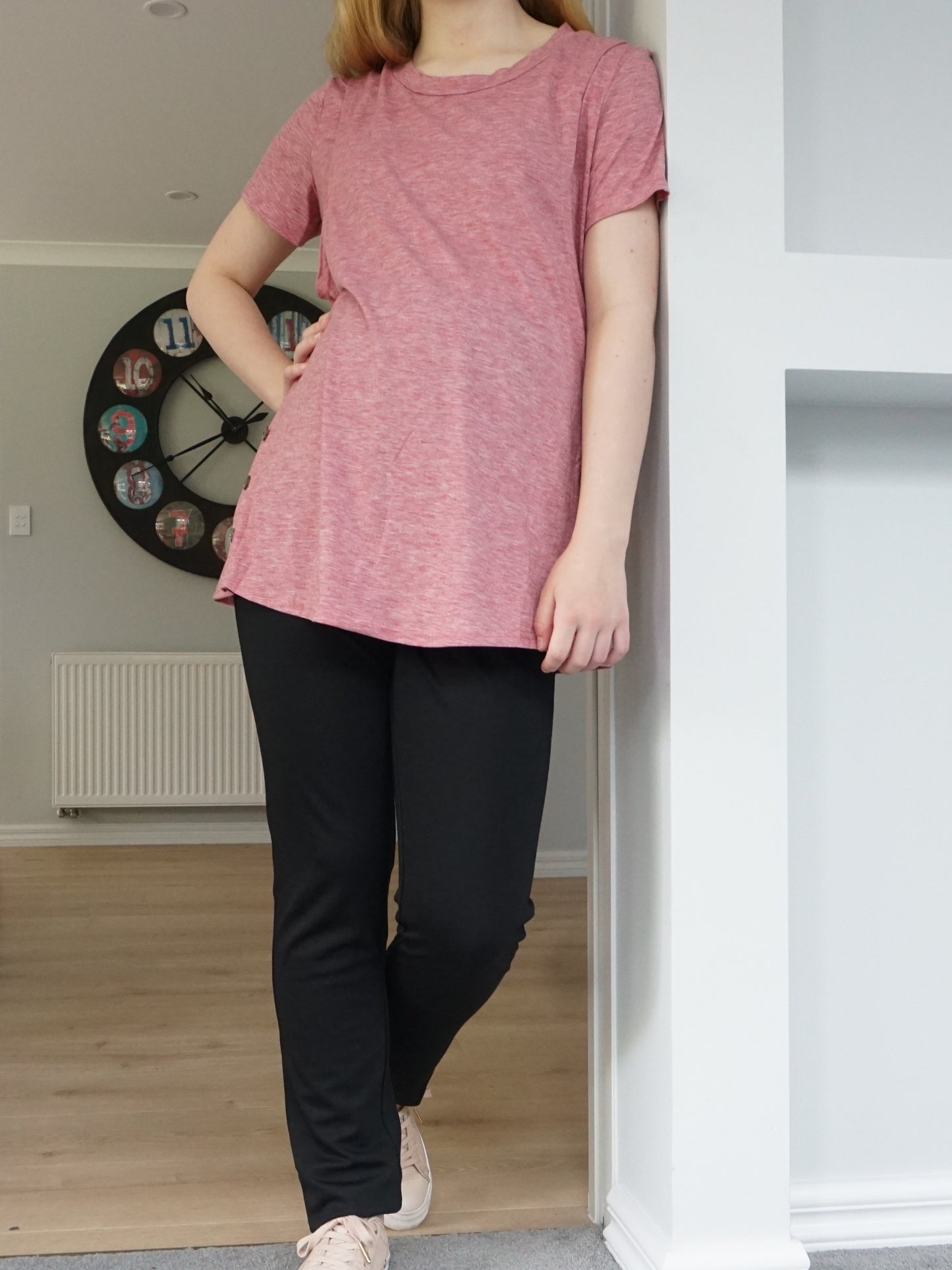 Maia Maternity & Breastfeeding Tee - Dusky Pink
