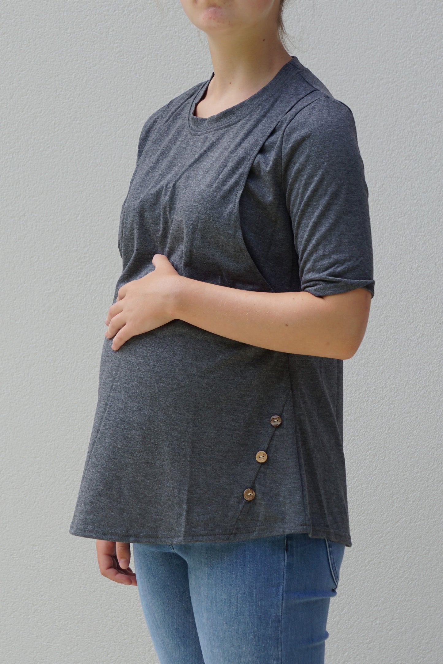 Maia Maternity & Breastfeeding Tee - Grey