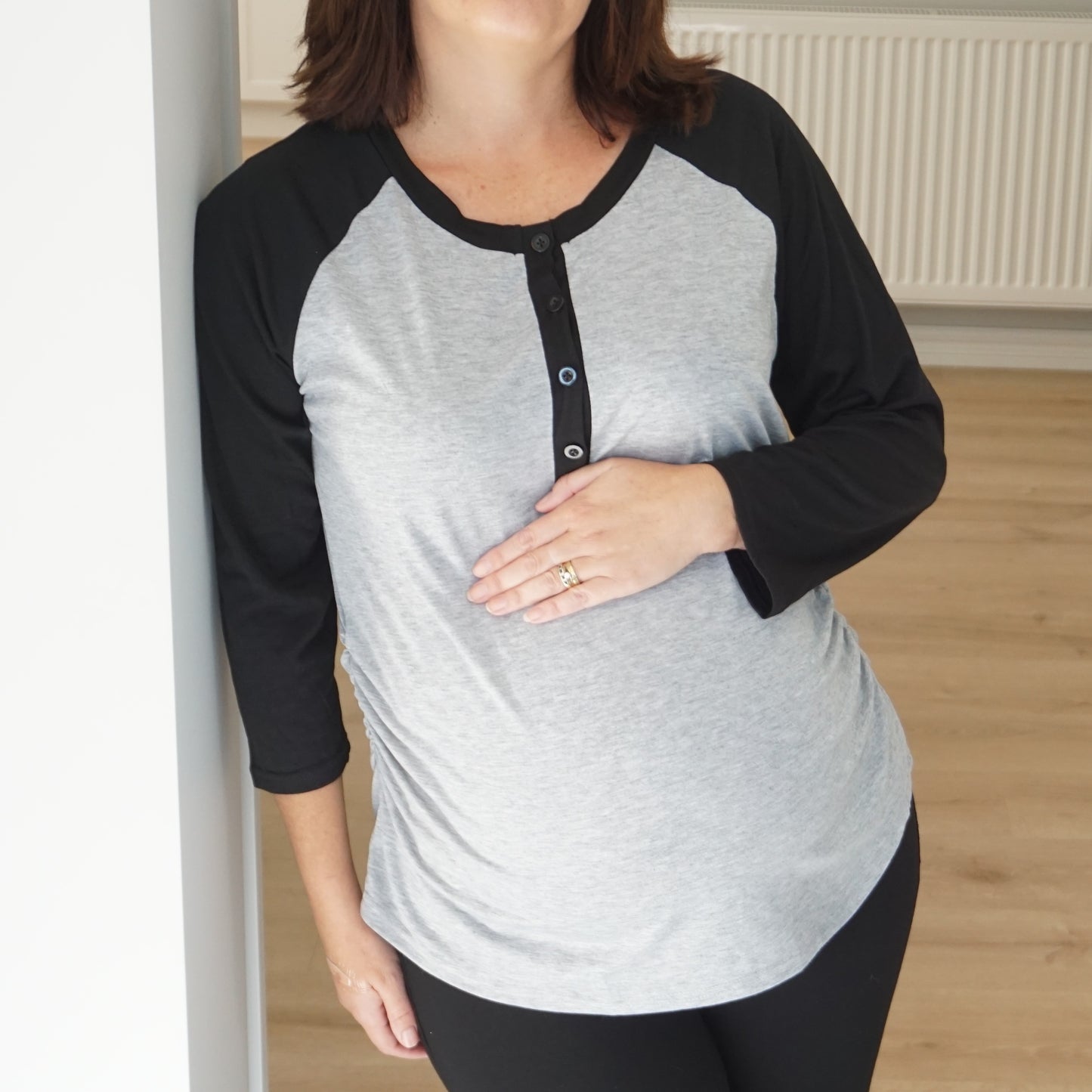 Olivia Long Sleeved Maternity & Breastfeeding Tee - Grey