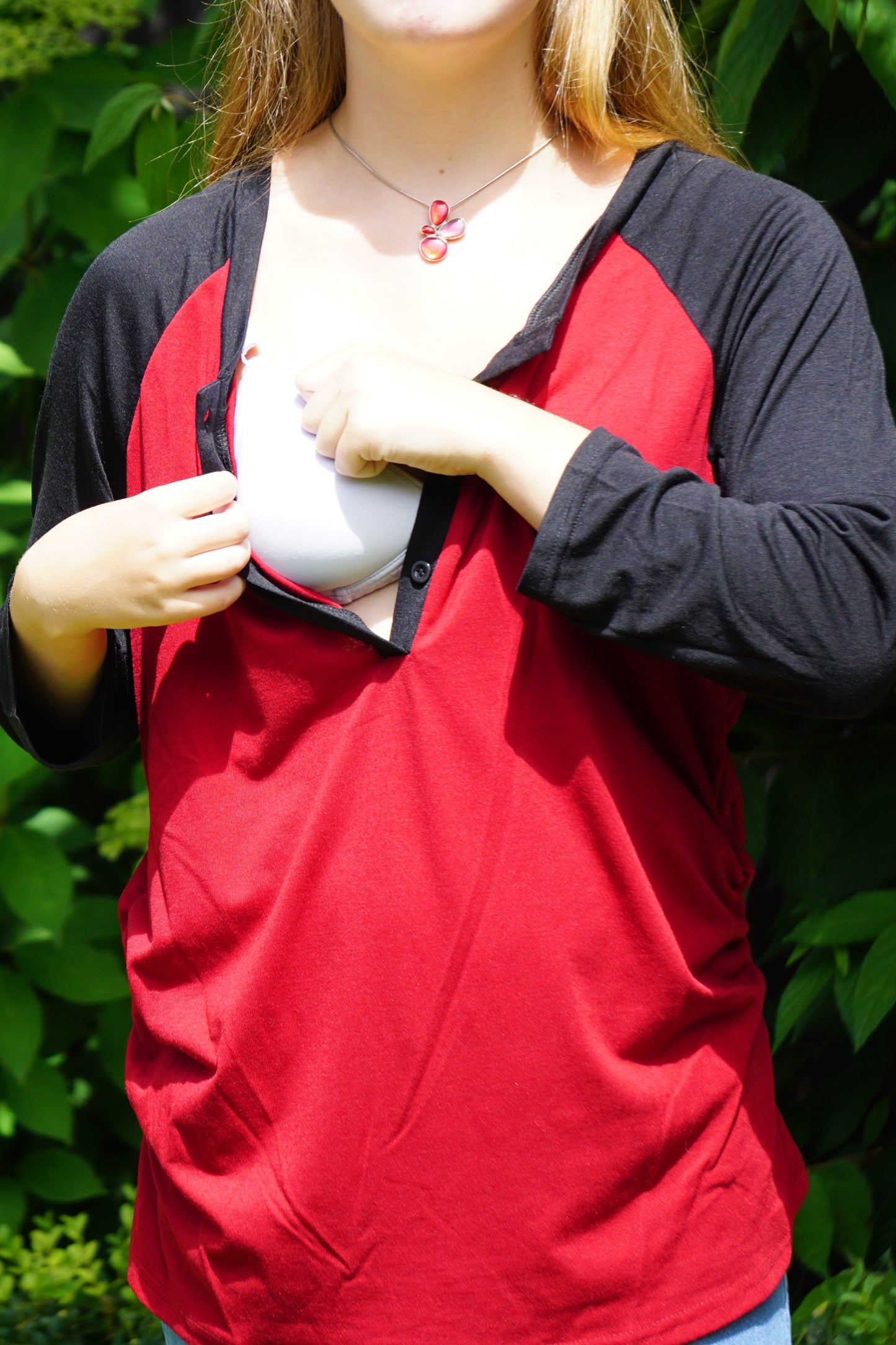 Olivia Long Sleeved Maternity & Breastfeeding Tee - Raspberry