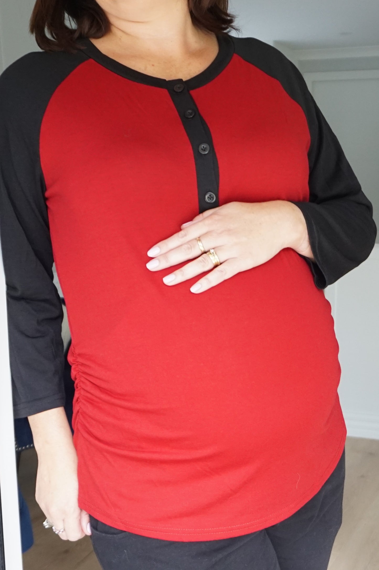 Olivia Long Sleeved Maternity & Breastfeeding Tee - Raspberry