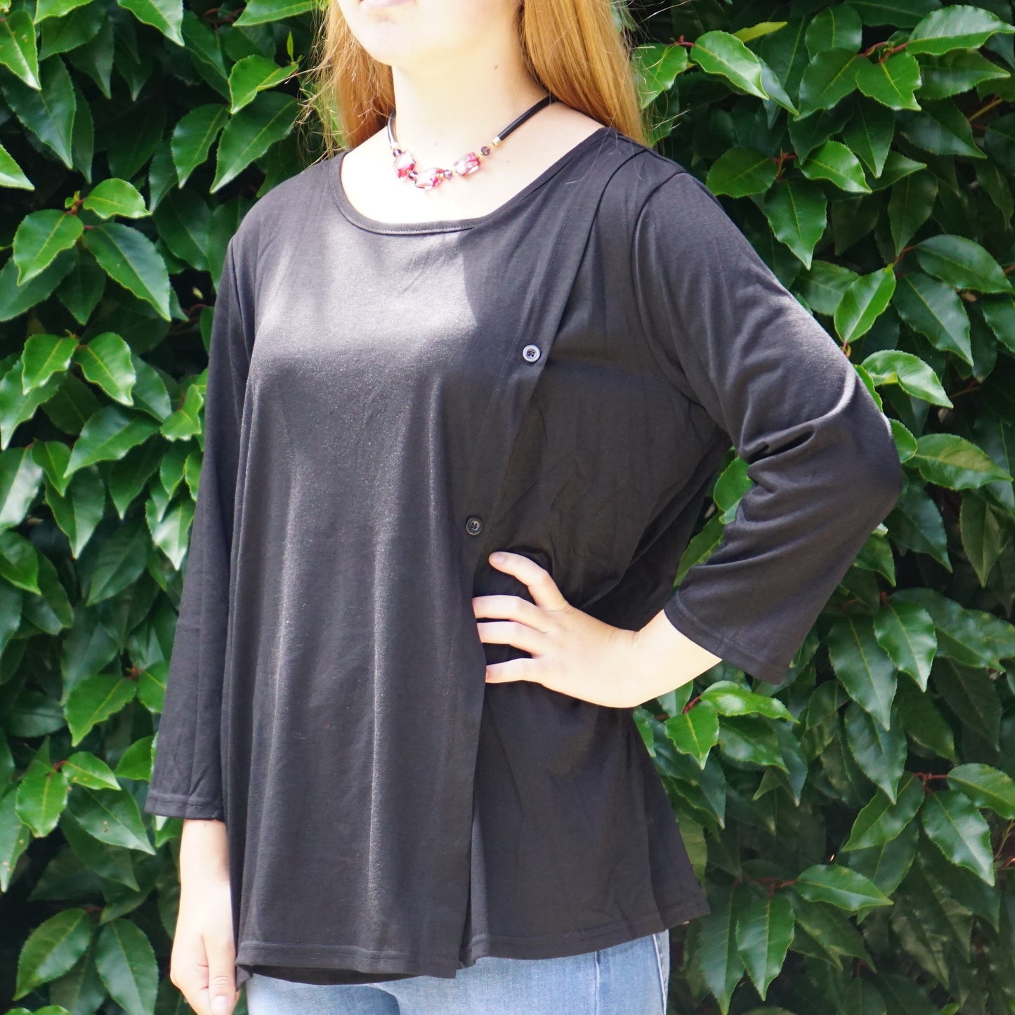 Paris 3/4 Sleeve Maternity & Breastfeeding Tee - Black