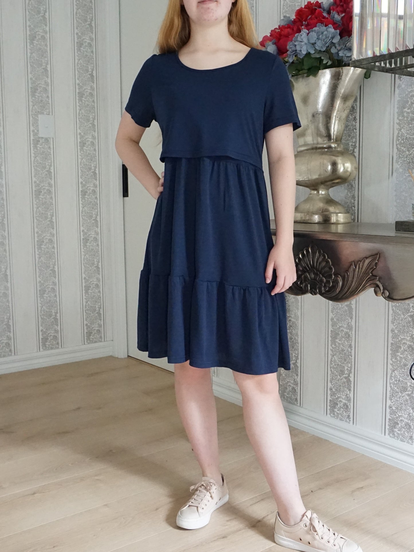 Siena Maternity Dress - Navy