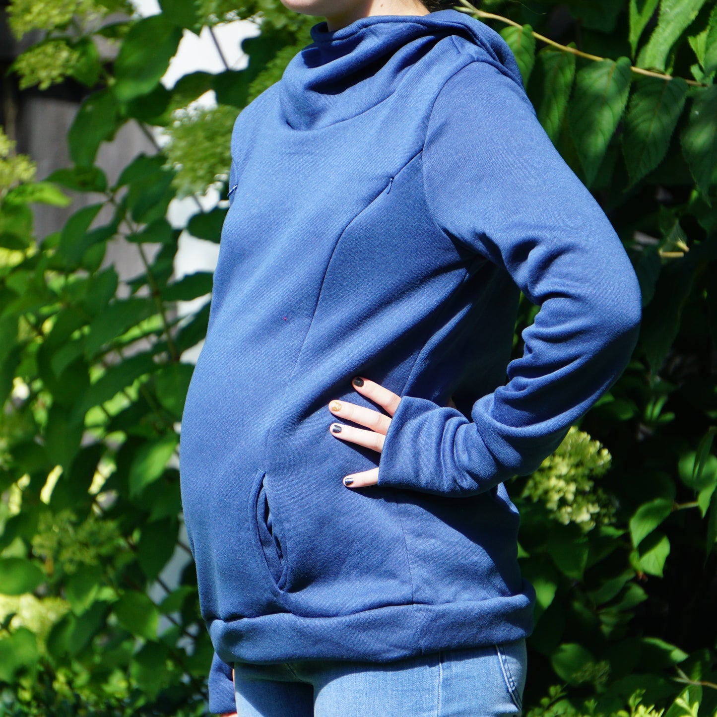 Zoey Maternity & Breastfeeding Fleece Hoodie - Denim Blue