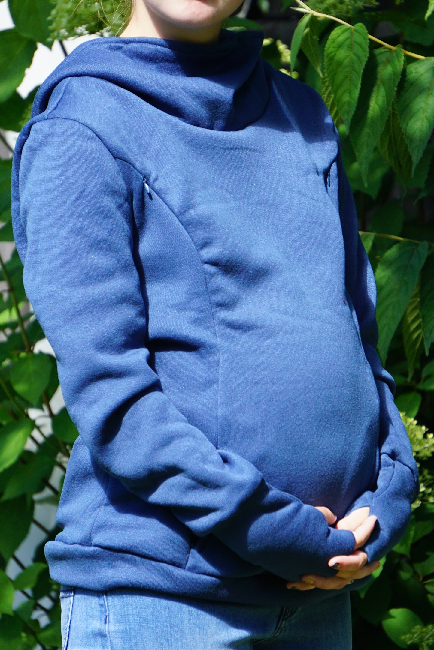 Zoey Maternity & Breastfeeding Fleece Hoodie - Denim Blue