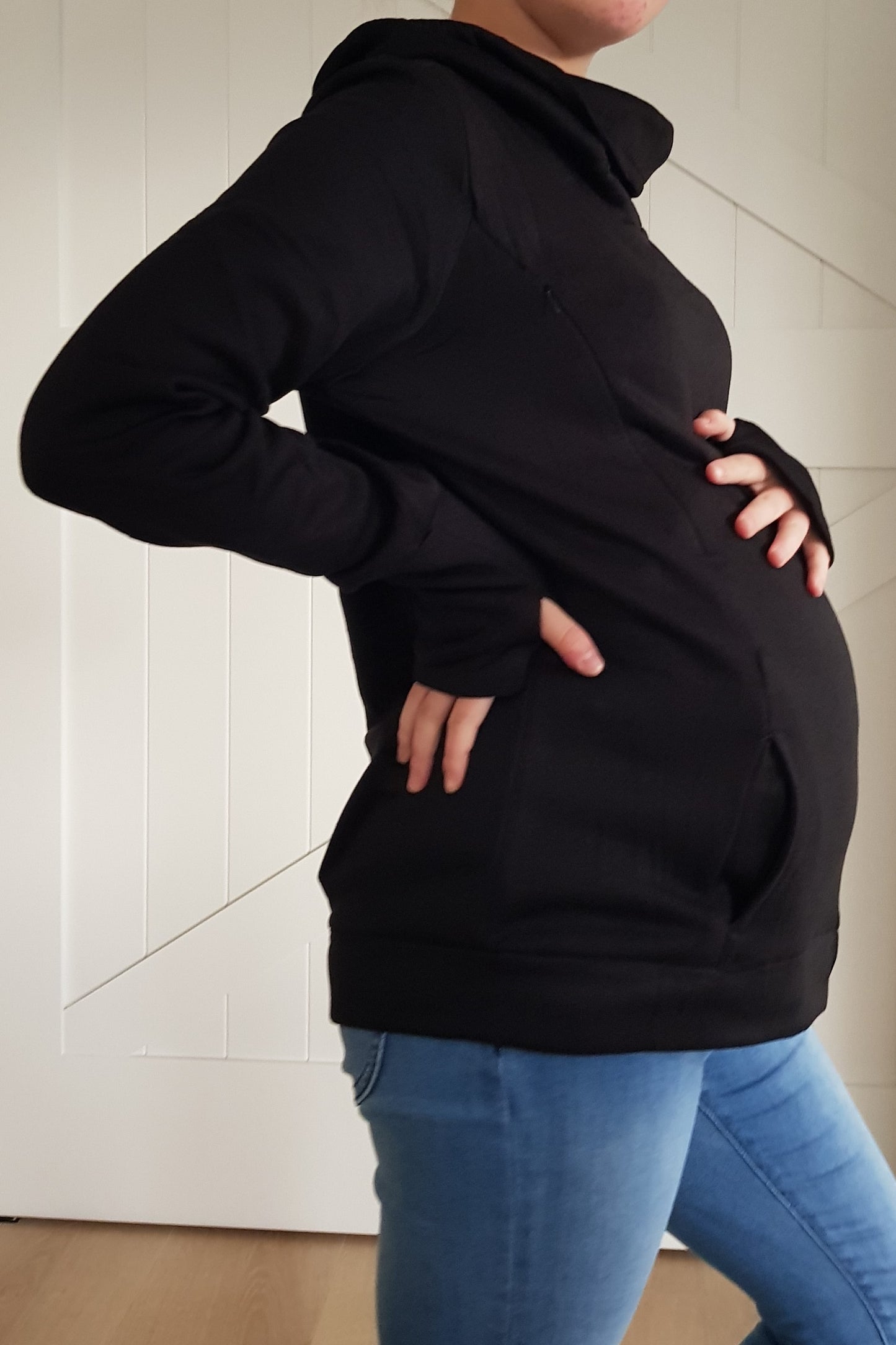 Zoey Maternity & Breastfeeding Fleece Hoodie - Black