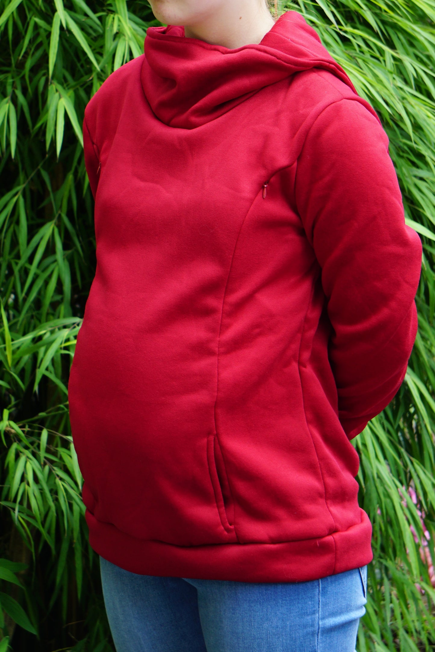 Zoey Maternity & Breastfeeding Fleece Hoodie - Red